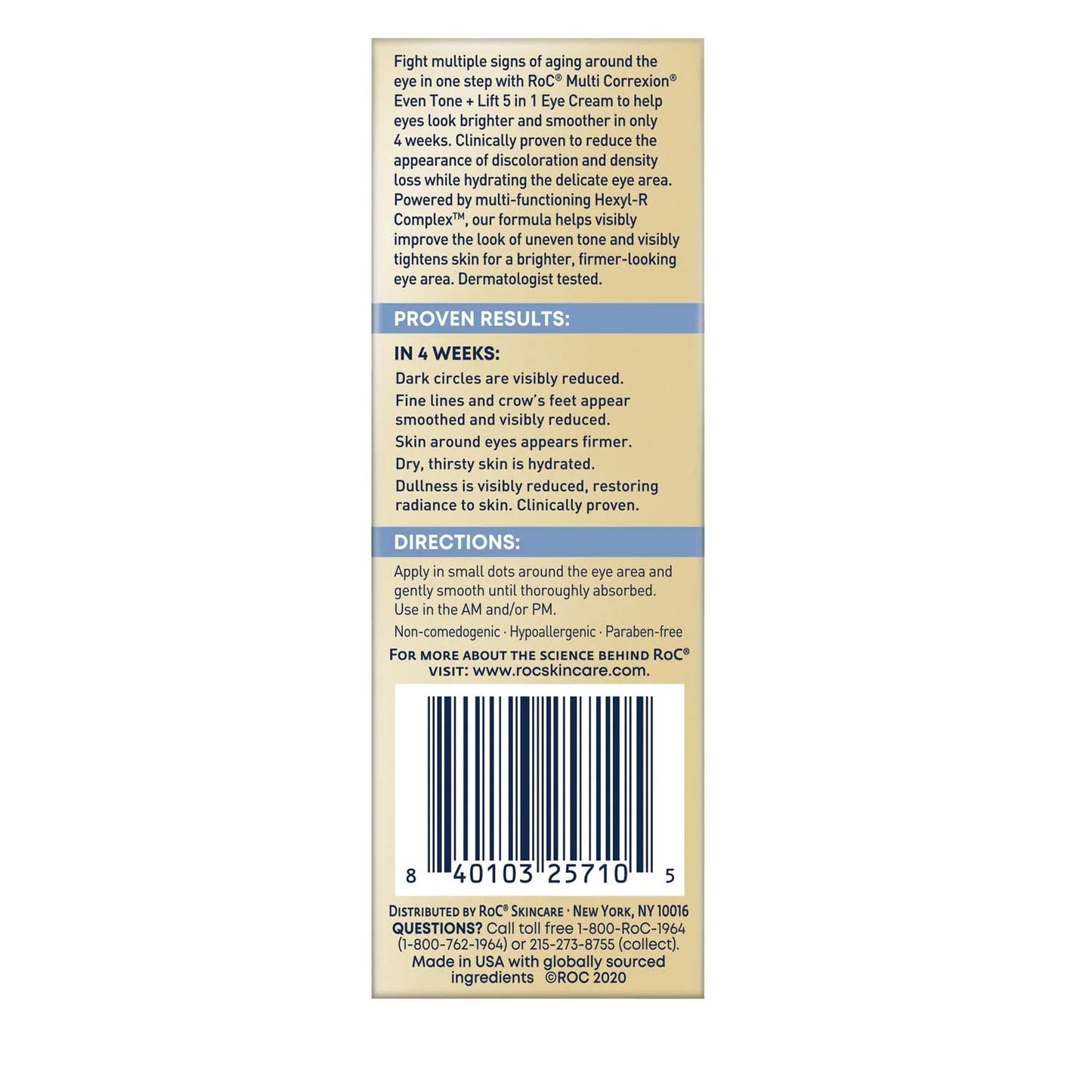 RoC Multi Correxion Even Tone + Lift Hexyl-R Complex Eye Cream All Skin Types - Exotic Pro