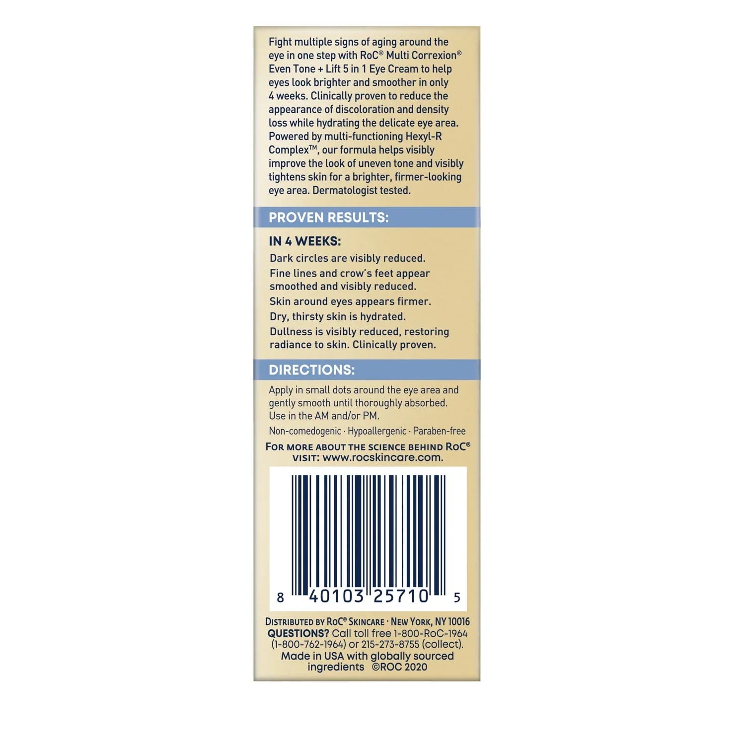 RoC Multi Correxion Even Tone + Lift Hexyl-R Complex Eye Cream All Skin Types - Exotic Pro
