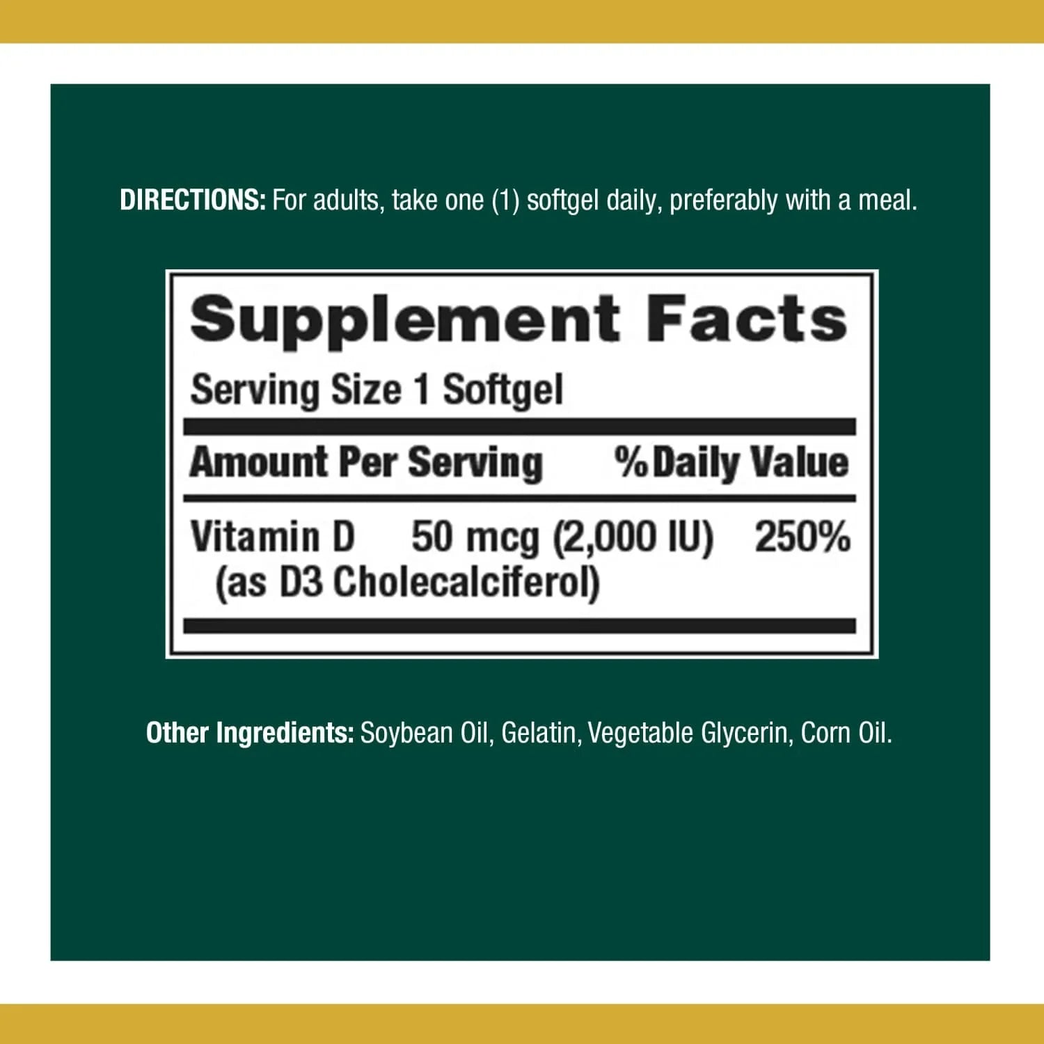 Nature’s Bounty Vitamin D3 2000 IU Softgels – 150 Count - Exotic Pro