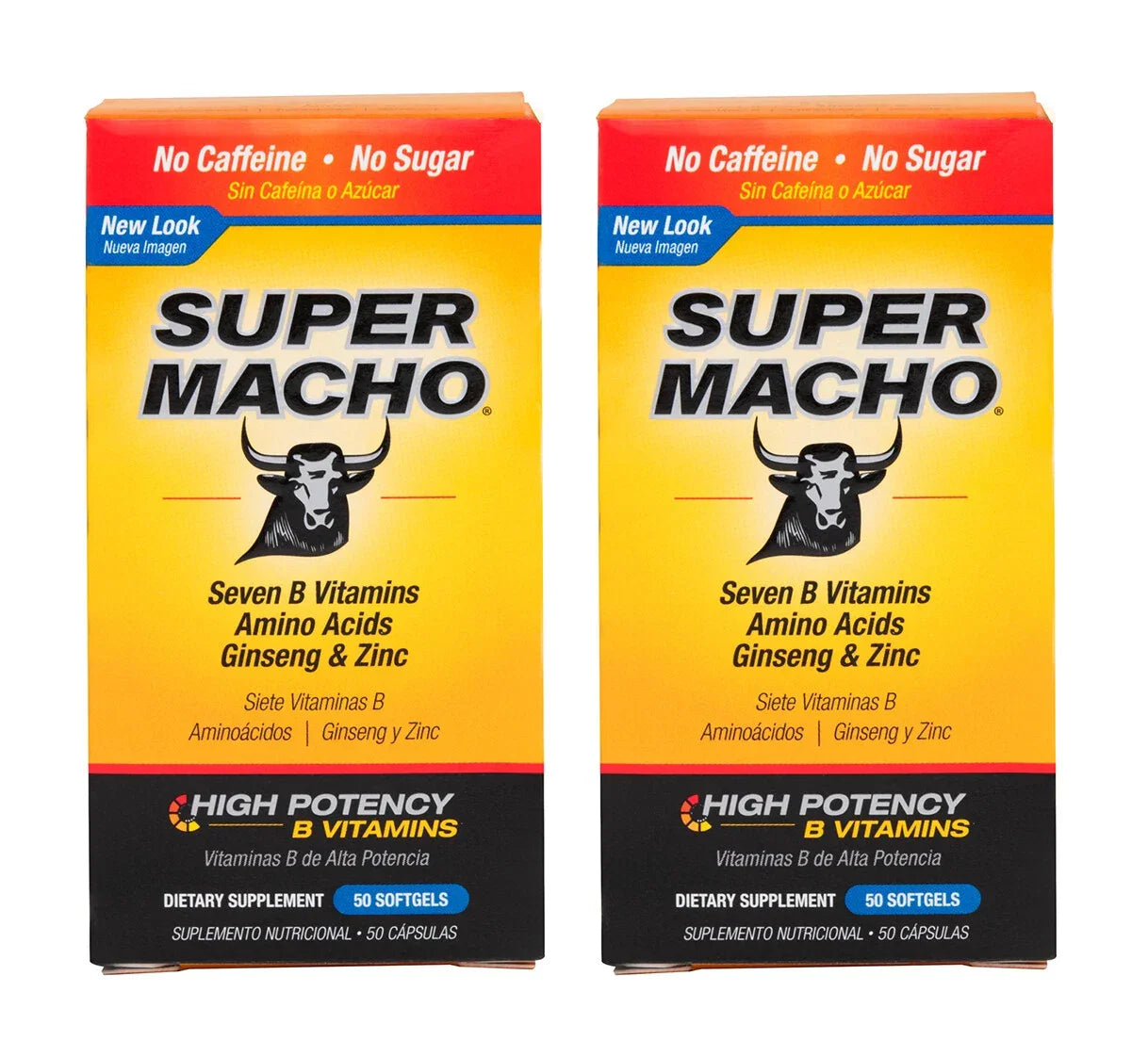 Super Macho Vitamin B Supplement for Men | 50 Ct with Ginseng & Zinc (Pack of 2) - Exotic Pro