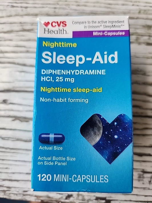 cvs nighttime sleep-aid 25mg 120 total mini-capsules