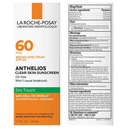 La Roche-Posay Anthelios Clear Skin SPF60 Dry Touch Sunscreen 1.7oz - Exotic Pro