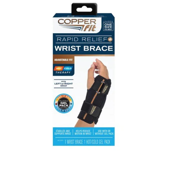 Copper Fit Fingerless Wrist Wrap with Hot/Cold Therapy – Black, Adjustable - Exotic Pro