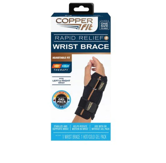 Copper Fit Fingerless Wrist Wrap with Hot/Cold Therapy – Black, Adjustable - Exotic Pro