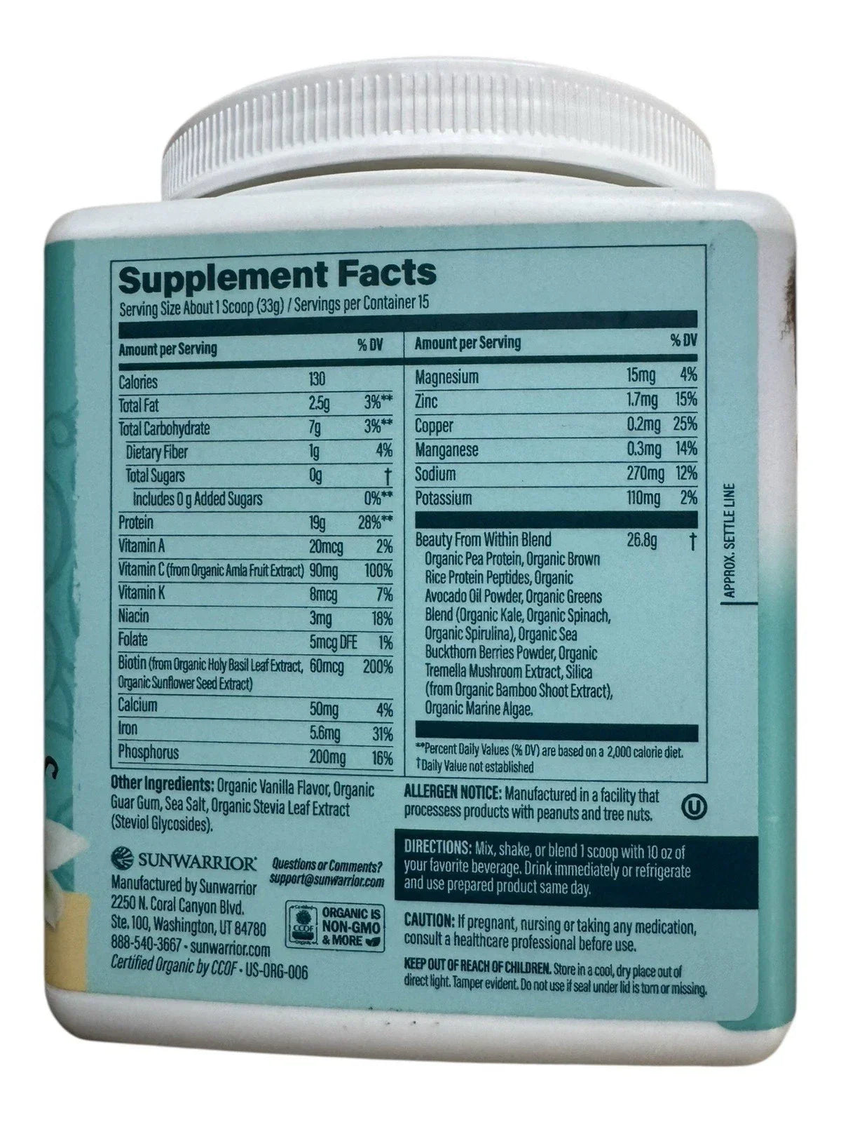 SunWarrior Organic Collagen Builder Powder, Tahitian Vanilla Flavor - Exotic Pro