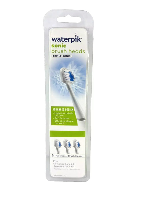 Waterpik Triple Sonic® / Complete Care 5.0 Replacement Toothbrush Heads (3-Pack) - White - Exotic Pro