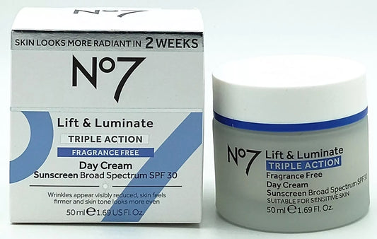 No7 Lift & Luminate Triple Action Day Cream SPF 30 Fragrance-Free - 1.69 oz