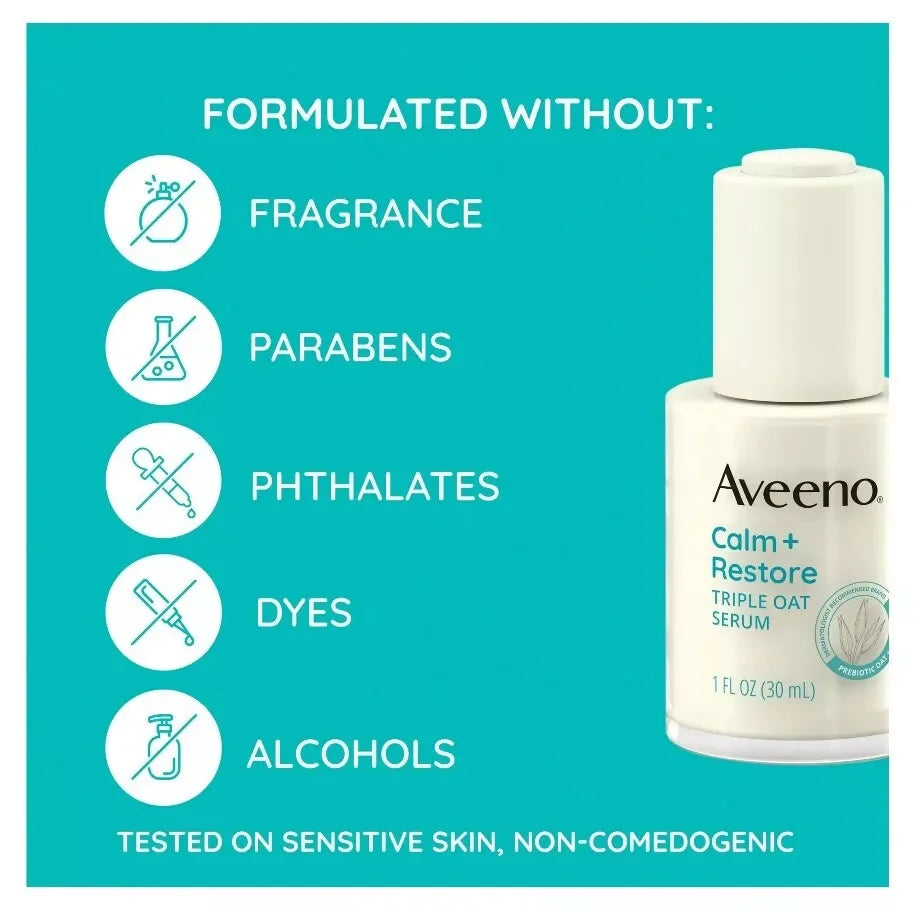 Aveeno Calm + Restore Triple Oat Hydrating Face Serum for Sensitive Skin - 1 fl oz - Exotic Pro