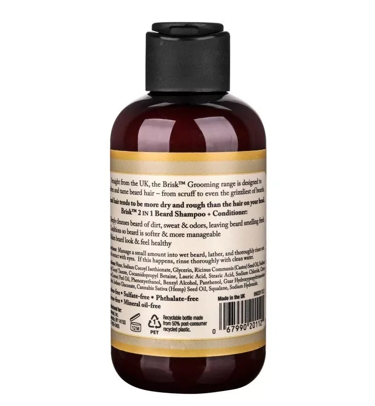 Brisk Grooming 2-in-1 Beard Shampoo & Conditioner, Citrus Scent - Exotic Pro