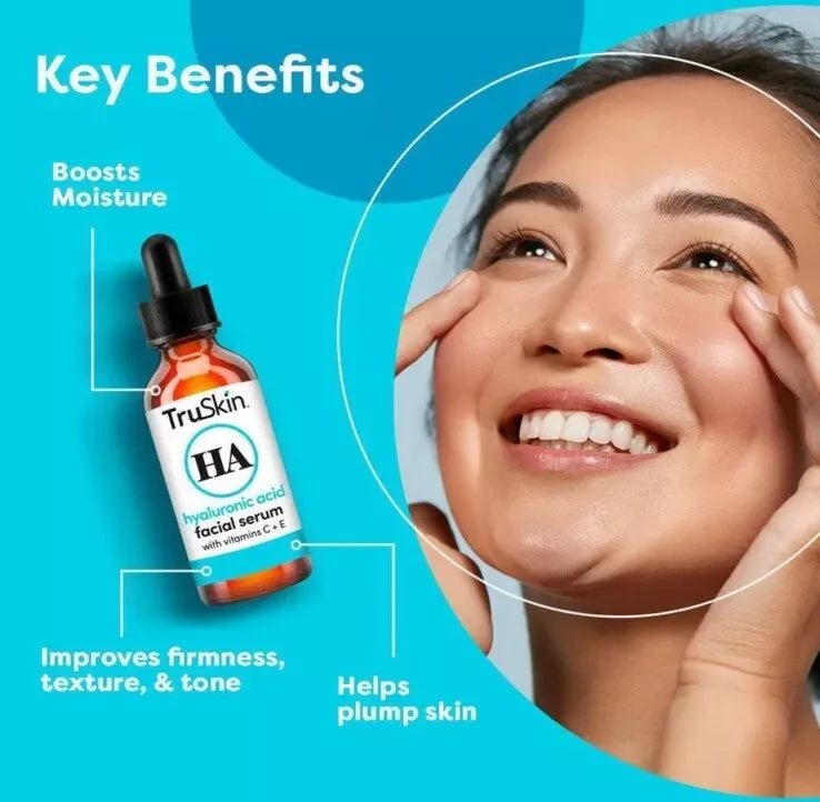 TruSkin Hyaluronic Acid Serum for Face, Hydrating Facial Serum, All Skin Types, 1 fl oz - Exotic Pro