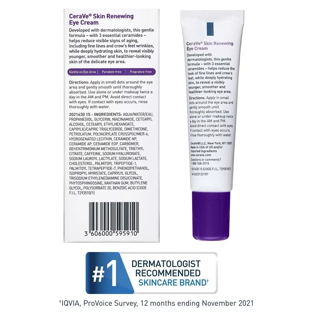 Cerave Anti-Aging Eye Cream Caffeine Hyaluronic Acid Fragrance Free 0.5 oz - Exotic Pro
