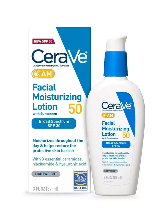 CeraVe AM Facial Moisturizing Lotion SPF 50, 3 oz - Exotic Pro