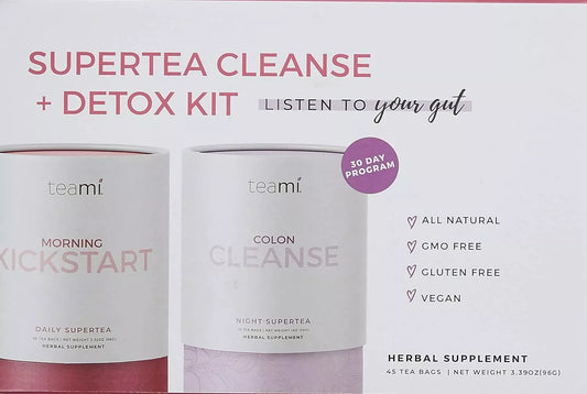 Teami Colon Cleanse Tea - Natural 30-Day Teatox Kit with Colon & Detox Tea - Morning Kickstart (30 Bags) and Night Colon Cleanse (15 Bags) - Exotic Pro