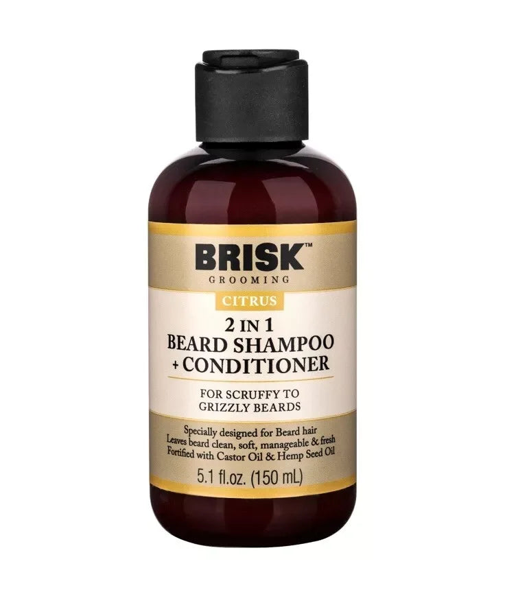 Brisk Grooming 2-in-1 Beard Shampoo & Conditioner, Citrus Scent - Exotic Pro