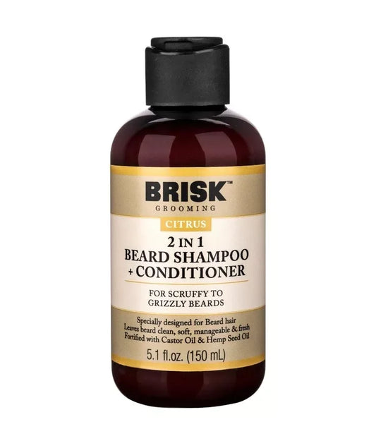 Brisk Grooming 2-in-1 Beard Shampoo & Conditioner, Citrus Scent - Exotic Pro