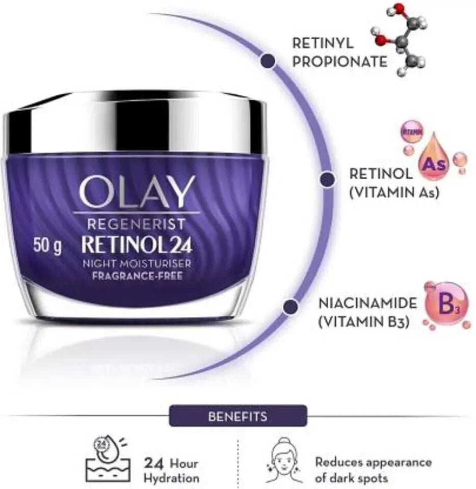 Olay Regenerist Retinol 24 + Peptide Night Face Moisturizer Cream, 1.7 fl oz - Exotic Pro