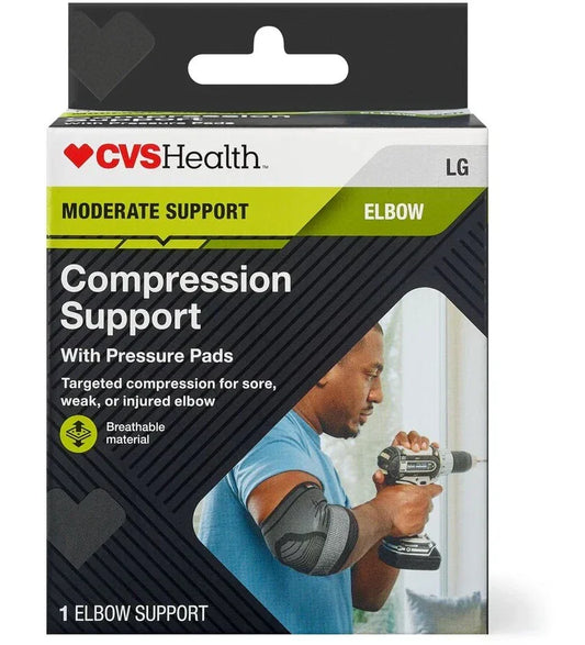 CVS Health Elbow Compression Support – Moderate, Large Size, New - Exotic Pro