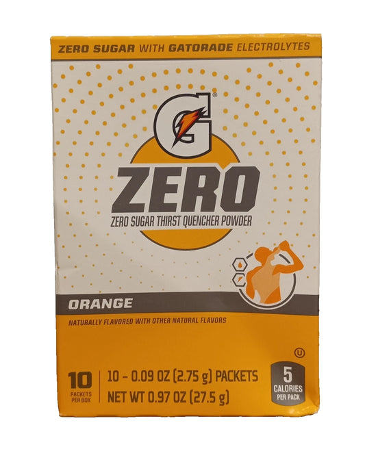Gatorade G Zero Sugar Orange Sports Drink Mix Powder Packets, 10 Ct