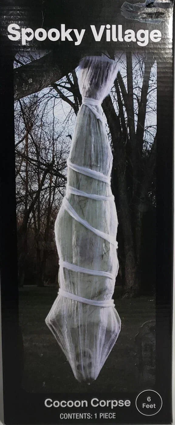 Spooky Village 6' Hanging Cocoon Corpse – Indoor/Outdoor Halloween Decor - Exotic Pro