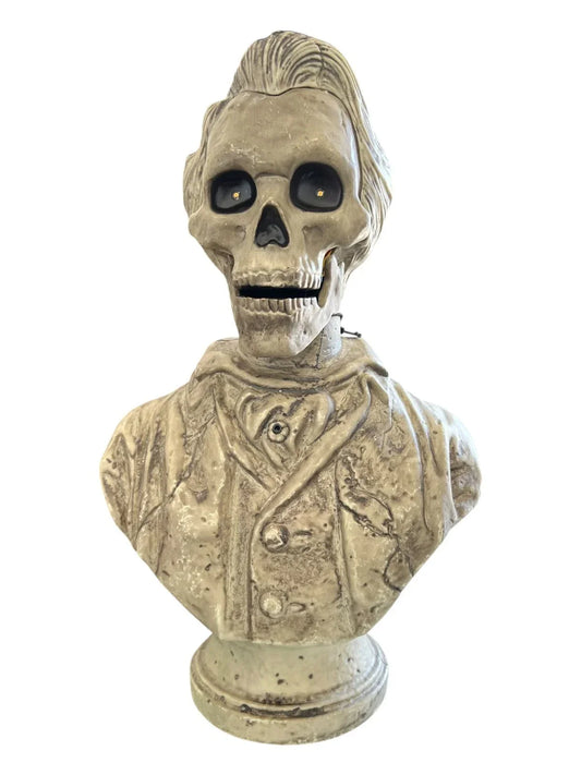 Spooky Village Animated Skeleton Bust – Halloween Tabletop Prop 14.1" Tall - Exotic Pro