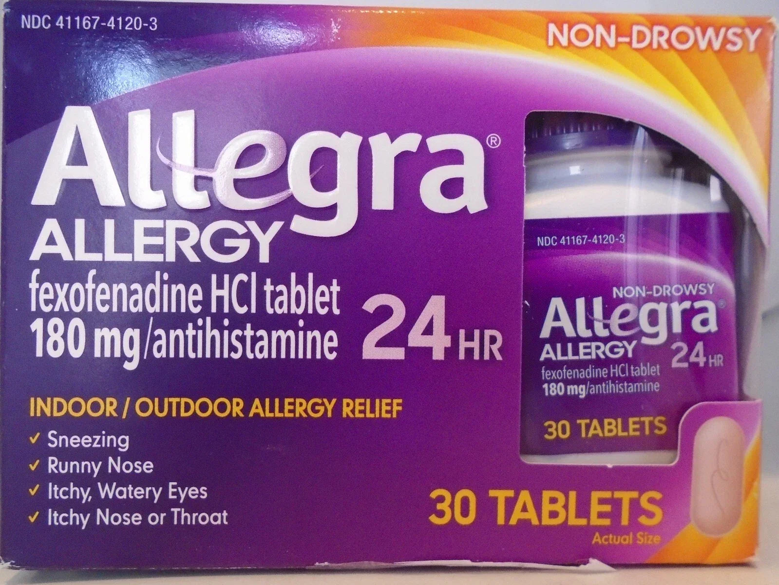 Allegra 24-Hour Non-Drowsy Allergy Relief Tablets 180mg, 30 Ct - Exotic Pro